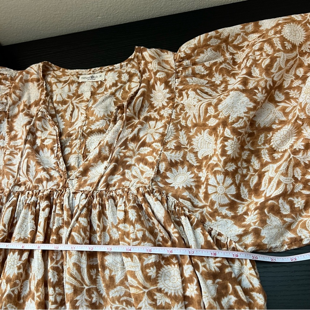 Natural Life Brown Cotton Tunic Aimee Mini Dress Medium - Picture 11 of 12
